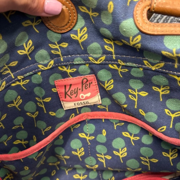 Fossil Keyper Coated Canvas Tote Bag Purse - Picture 14 of 16